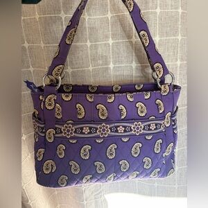 RETIRED!!! 💜 Vera Bradley Purple Paisley Quilted Shoulder Tote